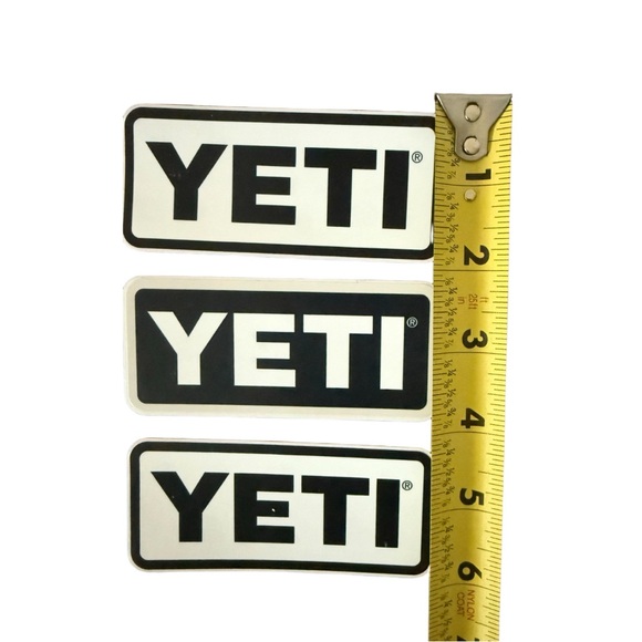 Set of 3 YETI Logo Stickers – Black & White - New - Picture 2 of 4